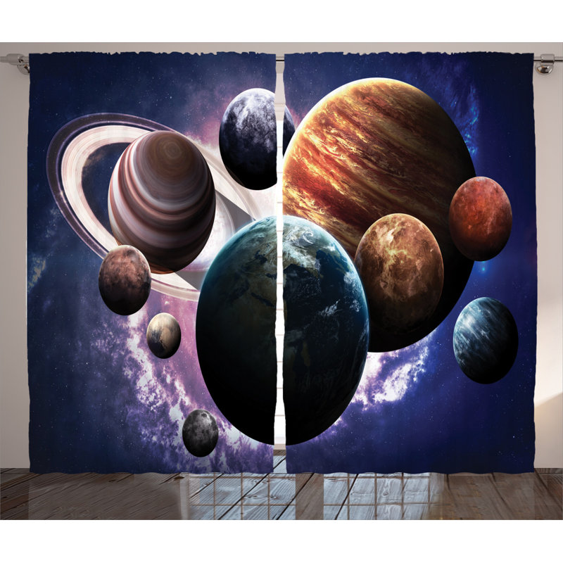 Space Semi-Sheer Rod Pocket Curtain Panels, 54" x 84"