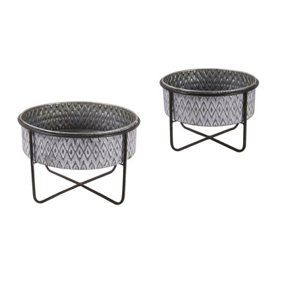 Ensemble de 2 pots d'intérieur / extérieur en métal embossé