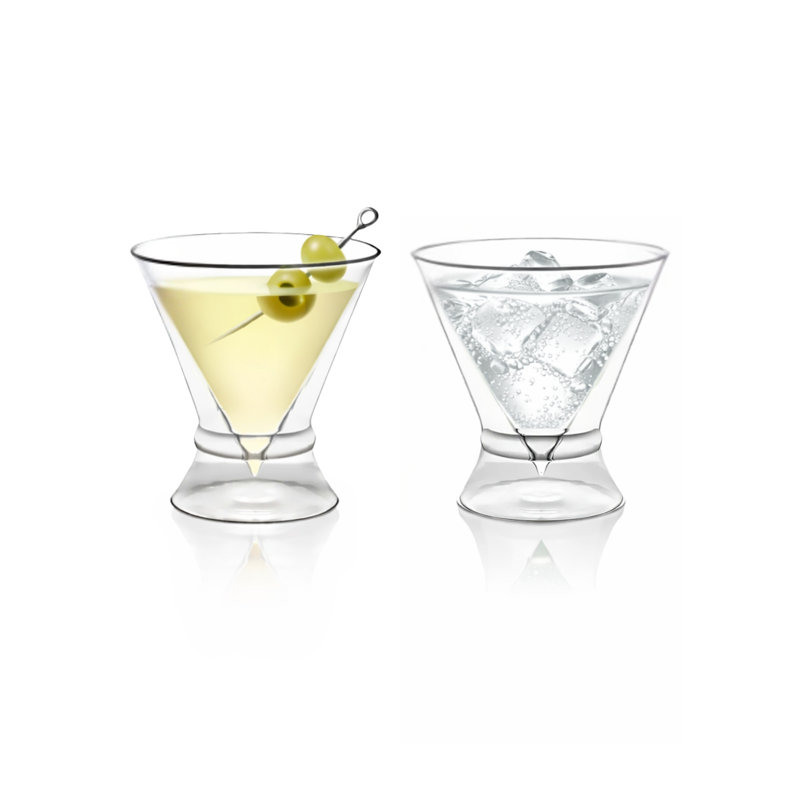 Verres à martini sans pied à double paroi (avec anneau) 8 oz