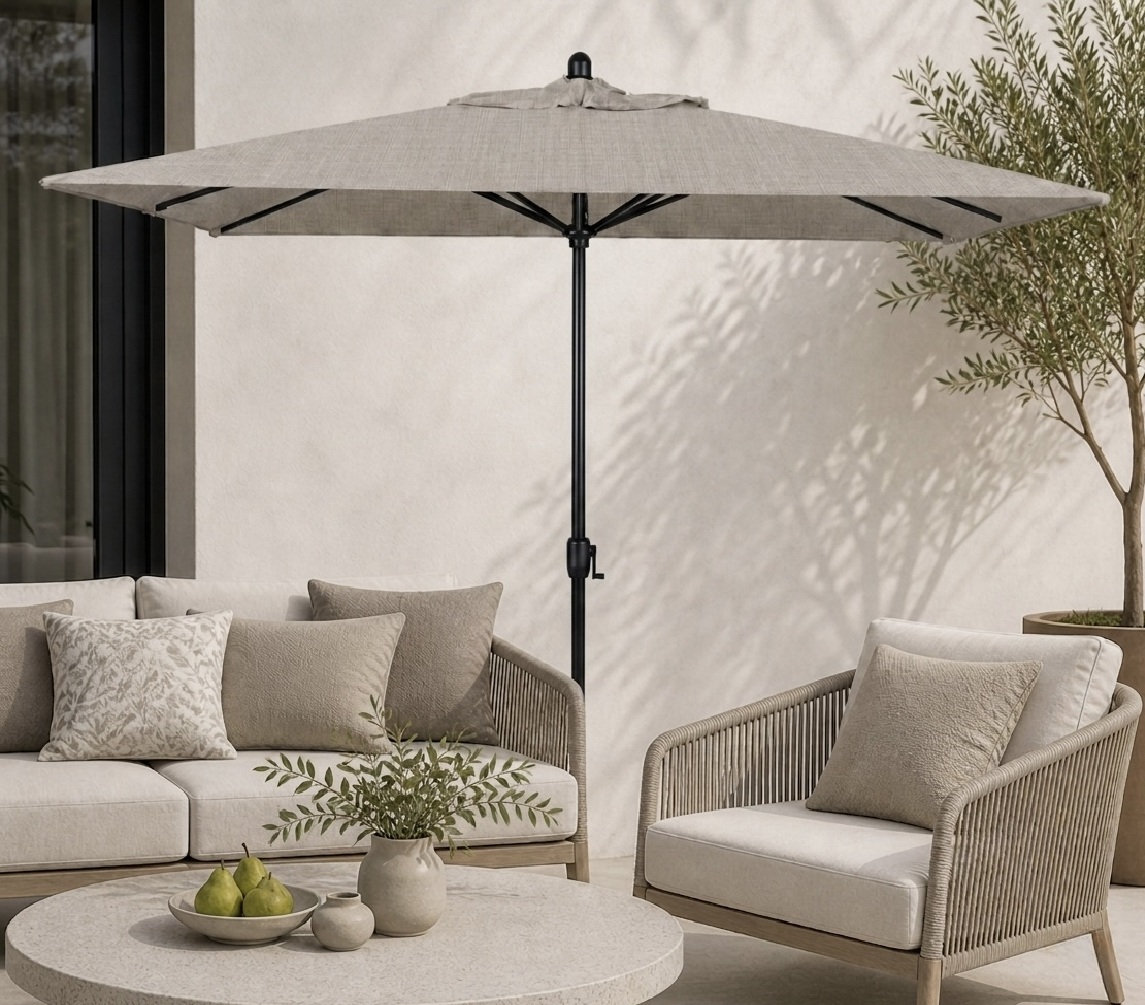 Olivier 9.7' Umbrella, Black Sapphire, Cast Silver Sunbrella®