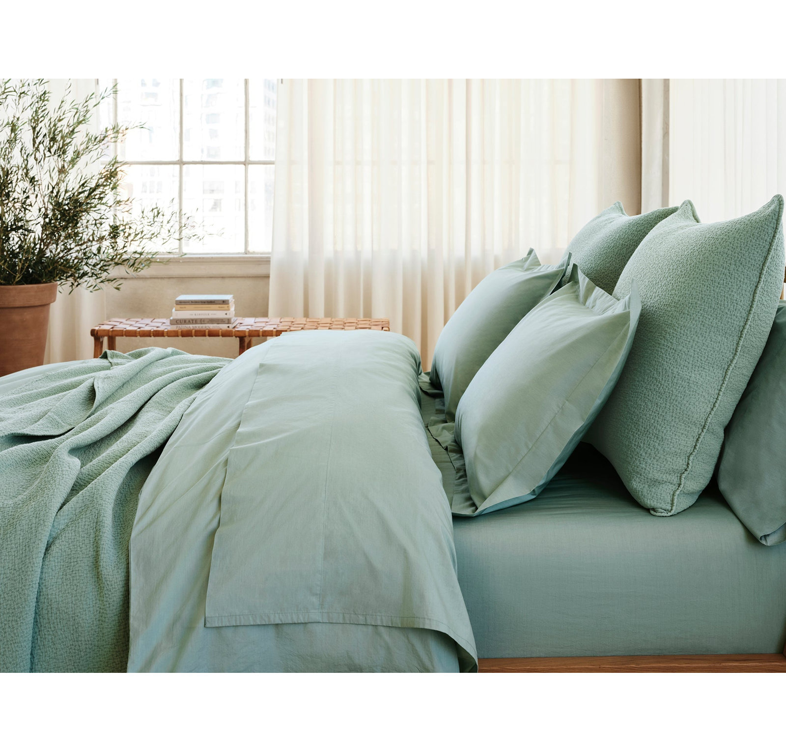 Organic Cotton Duvet Cover Set, Twin Duvet Cover, Seafoam