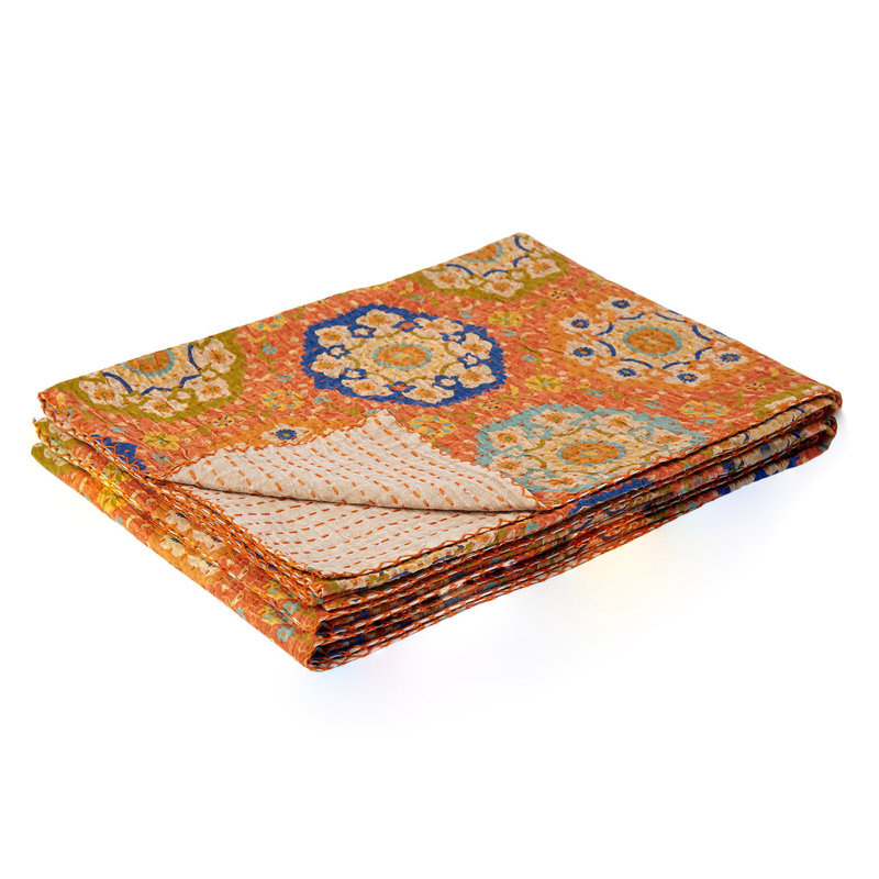 Kantha Quilted Throw Blanket