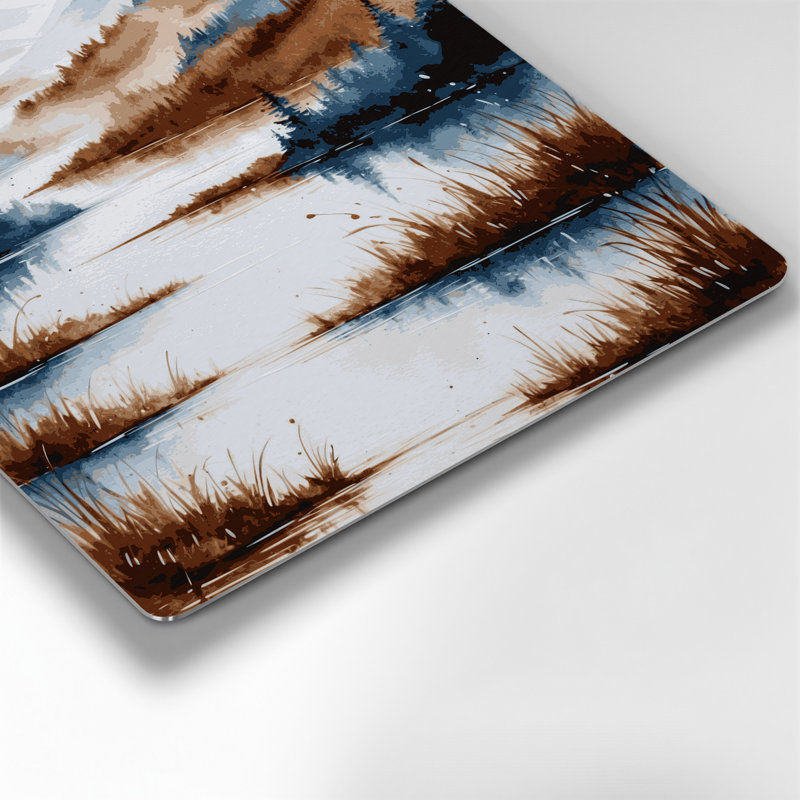 Aquarelle paysage 40, art mural en métal blanc, H 12 po x l 12 po
