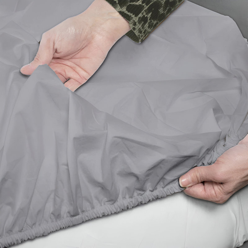 Microfiber Brushed Fitted Sheet, Silver, Kingsize (5')