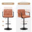 Ensemble de 2 tabourets de bar, tabourets de bar à hauteur ajustable de 25,5 à 34,5 po avec dossier et accoudoirs, chaises de bar pivotantes carrées en similicuir pour îlot de cuisine