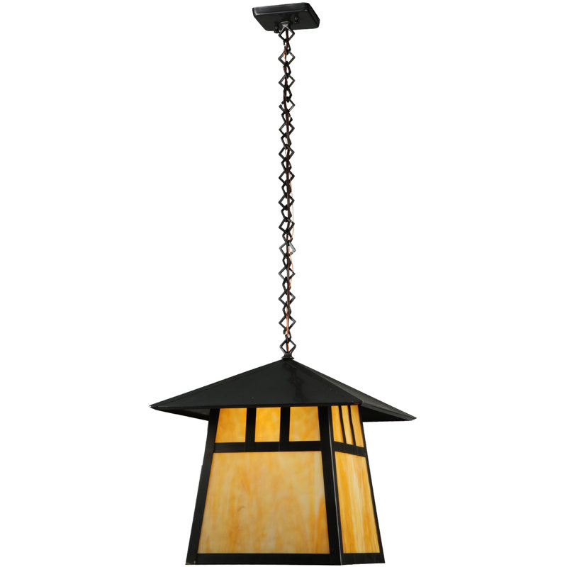 Luminaire suspendu 16 po carré, Brun artisanal