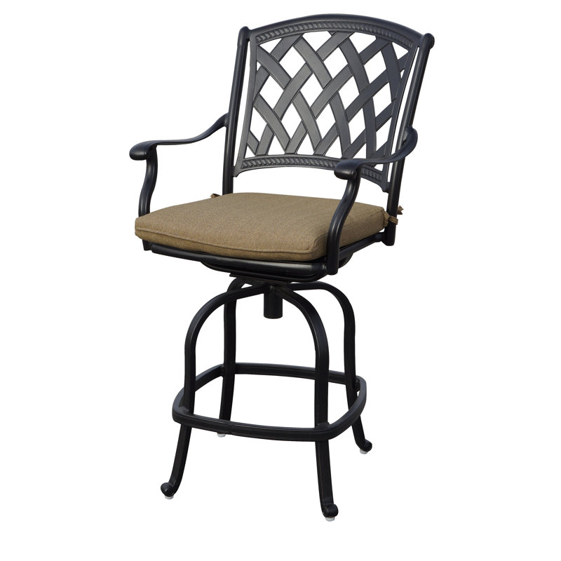 Parke 5-Piece Patio Counter Height Bar Set with Cushions and 26 x 52'' Rectangular Bar Table