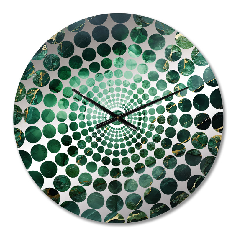 Horloge murale abstraite en cristal Green Crystal Geode Fusion, Médium