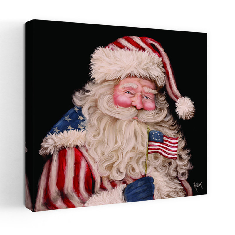 «Patriotic Santa Vintage», art mural, H 36 po x l 36 po
