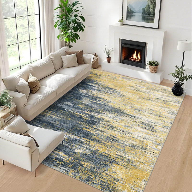 Abstract 200cm X 290cm Area Rug, Navy Blue, Rectangle 200 x 290 cm