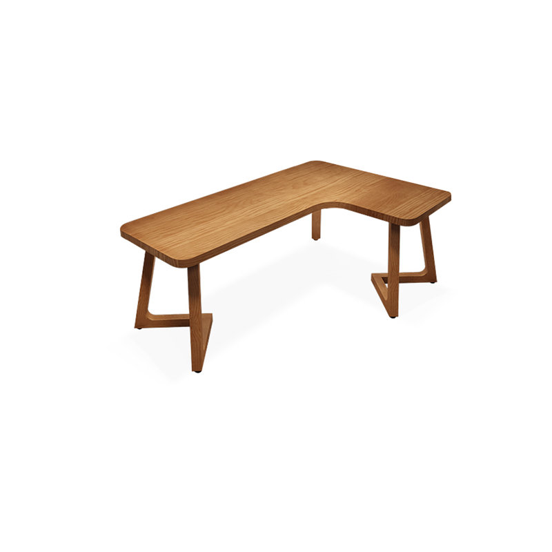 Bureau d'écriture en L en noyer massif, H 29,53 po x l 55,12 po x P 39,37 po, Oui