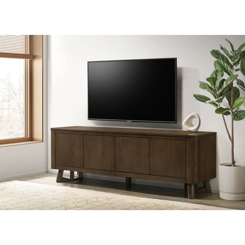 Meuble télé 71,15 po de style transitionnel, brun