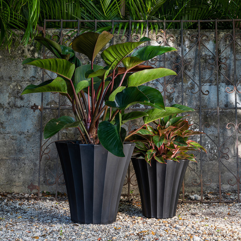 Pot à fleurs en plastique Ines, H 11,22 po x l 16 po x P 16 po, Noir