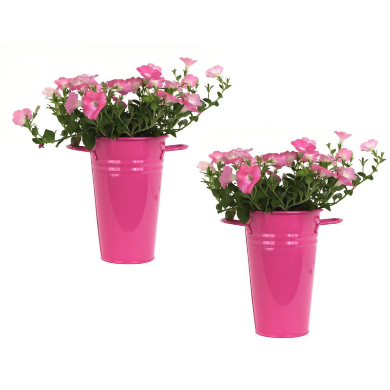 Handmade Metal Pot Planter, Hot Pink, 12" H x 7" W x 7" D