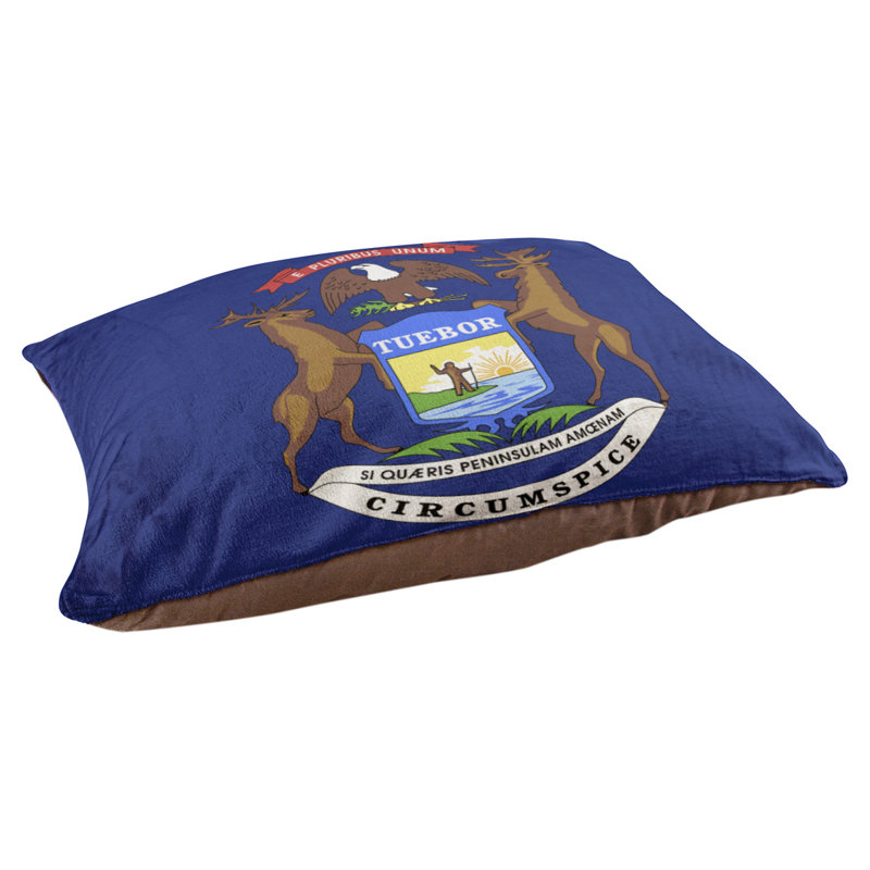 Coussin pour chien michigan drapeau Burien, Moyen (L 29,5 po x P19,5 po x H 9,5 po)