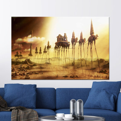 Salvador Dali Elephants Canvas Print: Surreal Home Wall Decor,1P WhiteFramedCanvas