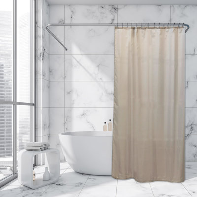 Rideau de douche en polyester de couleur unie avec crochets assortis