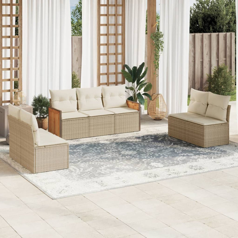 Ensemble de canapé de jardin modulaire en rotin PE 7 pièces Vidaxl
