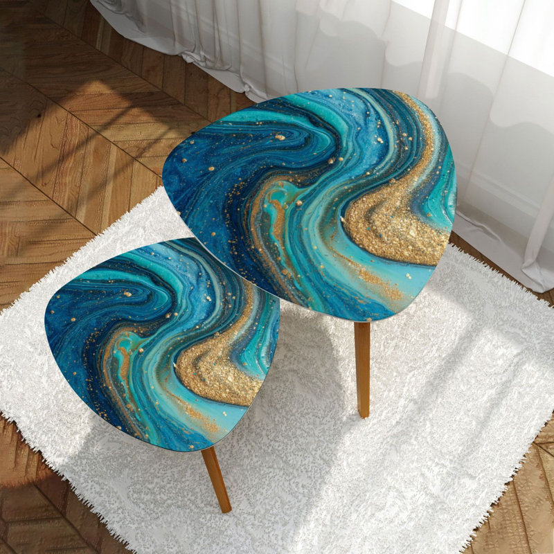 Ensemble de 2 tables basses gigognes Triangle, Teal