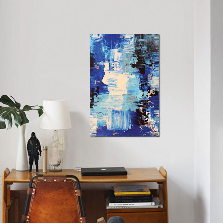 « blue abstract ii », impression sur toile, H 26 po x l 18 po x P 1,5 po, Pas de tapis, Toile tendue