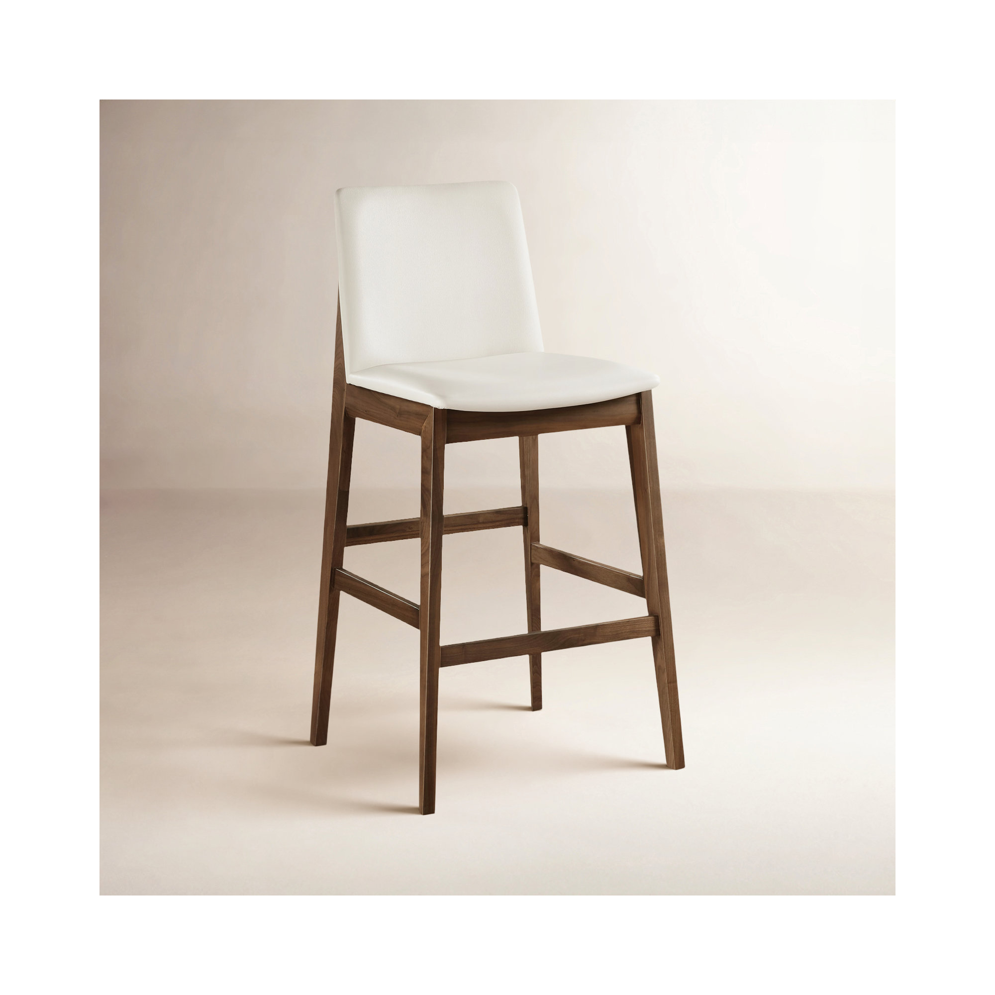 Anrey Counter Stool White PVC, Bar Stool (30” Seat Height), Walnut