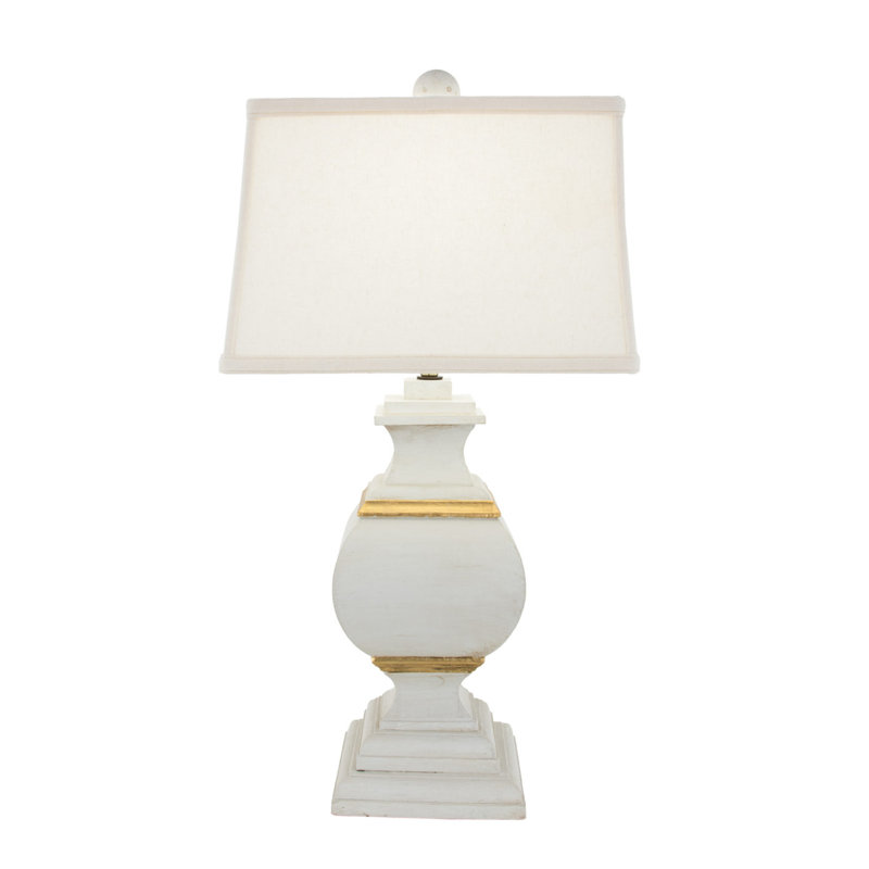 Serena Table Lamp, Soft Light French Gray/Gold Leaf, White