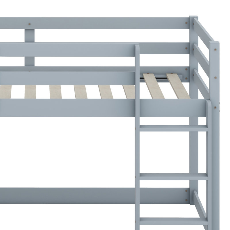 Lit superposé en bois avec échelle, Gris