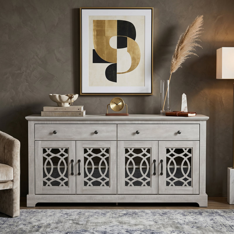 Allivia 58.7" Wide 4 Drawer Sideboard, Dusty Gray Oak
