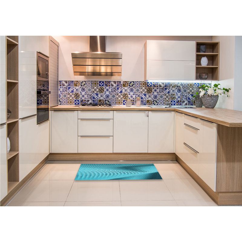 Tapis 100% à motifs lavables à la machine 2989 WSH-PAT1223-LBLU, Rectangle de 2 pi x 3 pi