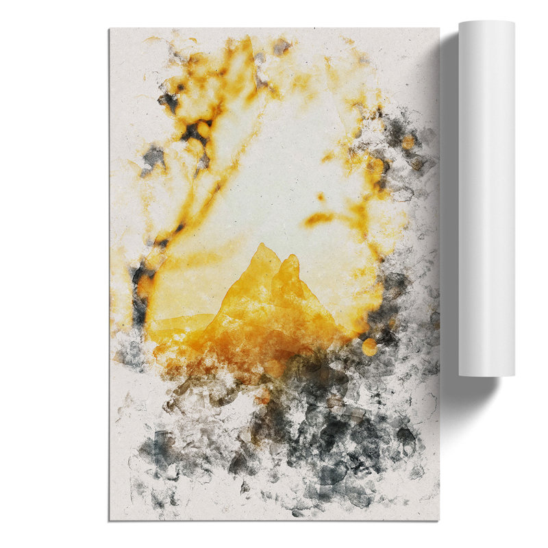 Light over the Mountains Watercolour - Frameless Print, 84cm H x 59cm W x 0.1cm D