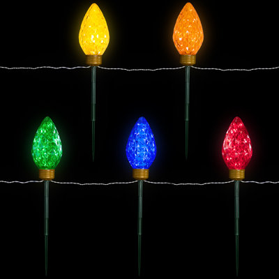LED Lighted Multi-Color C9 Christmas Pathway Marker Lawn Stakes