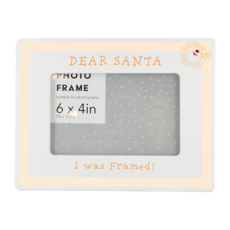 Santa I Was Framed Christmas Ceramic Single Picture Frame in White