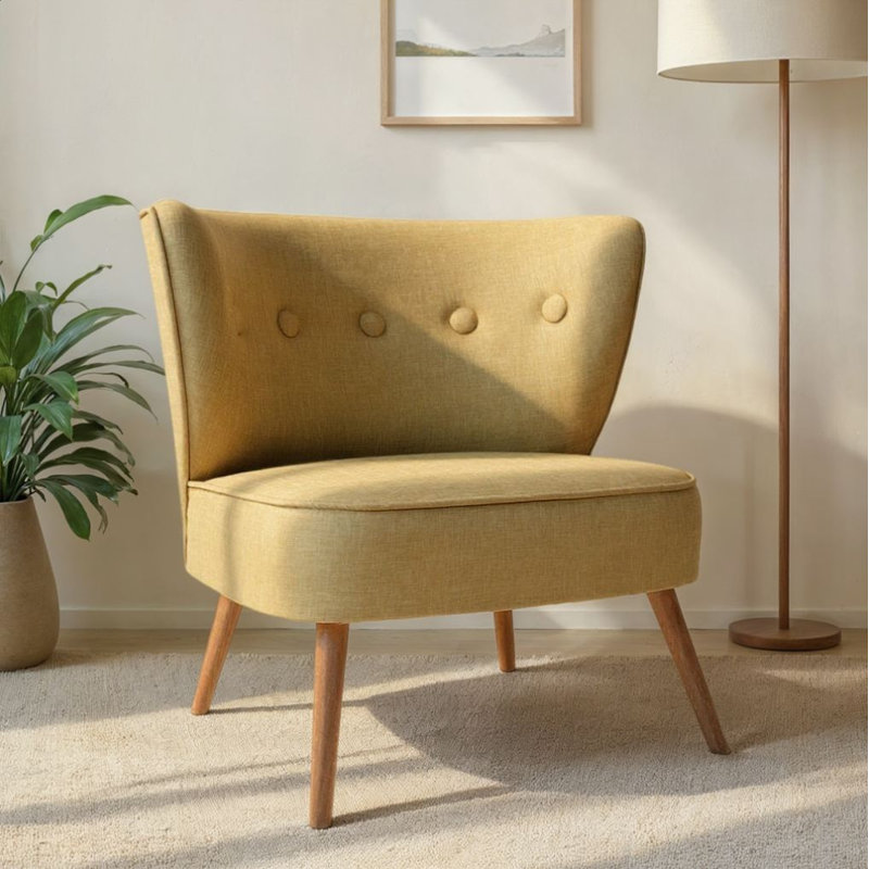 Fauteuil à oreilles Elegant, brun laiteux, 31,5 po x 30,3 po x 28,3 po | Structure en bois massif et revêtement 100% polyester | Hauteur du siège en mousse 32 pouces: 15,7 pouces | Tissu facile à nettoyer, ajout élégant à tout espace de vie