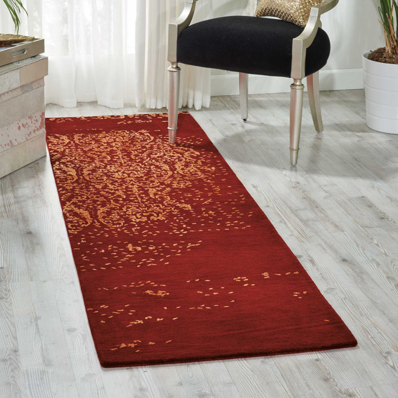 Tapis orange contemporain Paris, Tapis de couloir 2 pi 3 po x 8 pi