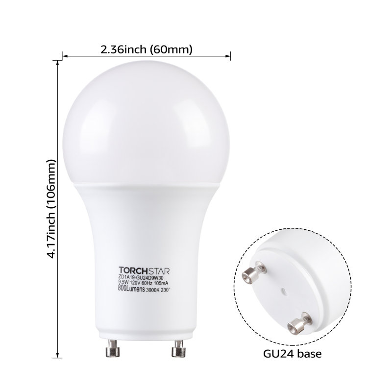 Ampoule DEL à intensité variable GU24, 60 W, 2 ampoules équivalentes, blanc chaud 3000 K