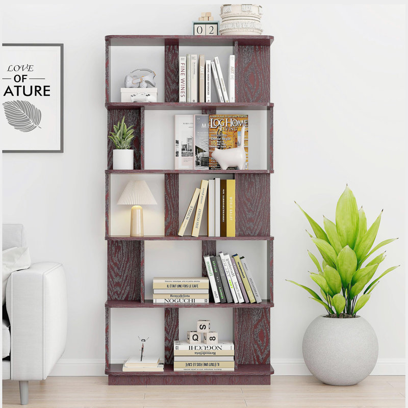 31.5" L x 64.56" H Free combination bookshelf Modern 5-Tier Open Storage Bookcase MDF Wood Display Shelving, Media Storage Shelves