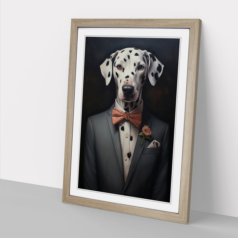 Dalmation in a Suit Painting - Framed Print, Oak Framed, 64cm H x 46cm W