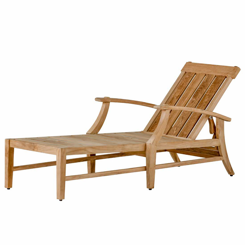 Croquet Teak Chaise Without Wheel - Oyster, No Welt, Arbor Chambray, Oyster Teak