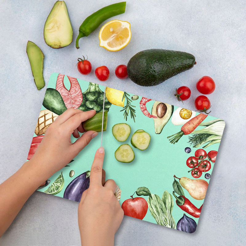 Tempered Glass Cutting Board, 7.9 x 11.8 inches | 100% Antibacterial, Easy-Clean Surface, Non-Slip Silicone Feet | Perfect for Food Prep & Serving, Durable & Stylish Kitchen Essential, Not Dishwasher Safe