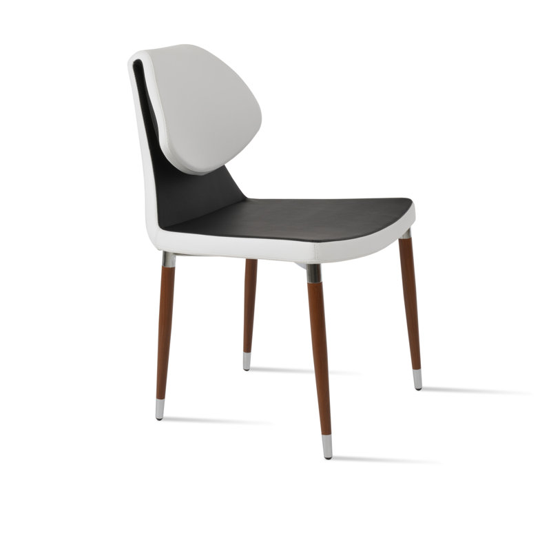 Chaise d'appoint Gakko Ana, Similicuir noir, Noyer / Chrome