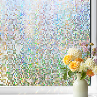3D Mosaic Holographic Pixel Non-Wall Damaging Window Decal