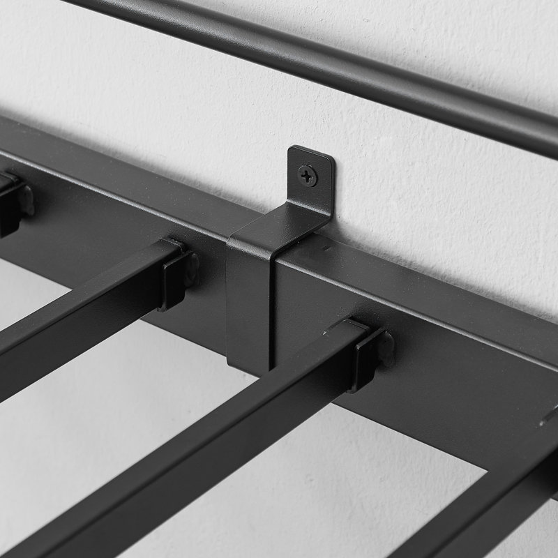 Single Size Loft Bed With Desk, High Sleeper Bedframe With Removable Ladder And Safety Guardrail, Sturdy Metal Slats Support