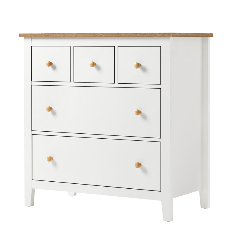 5 Drawer Dressser With Solid Wood Knobs