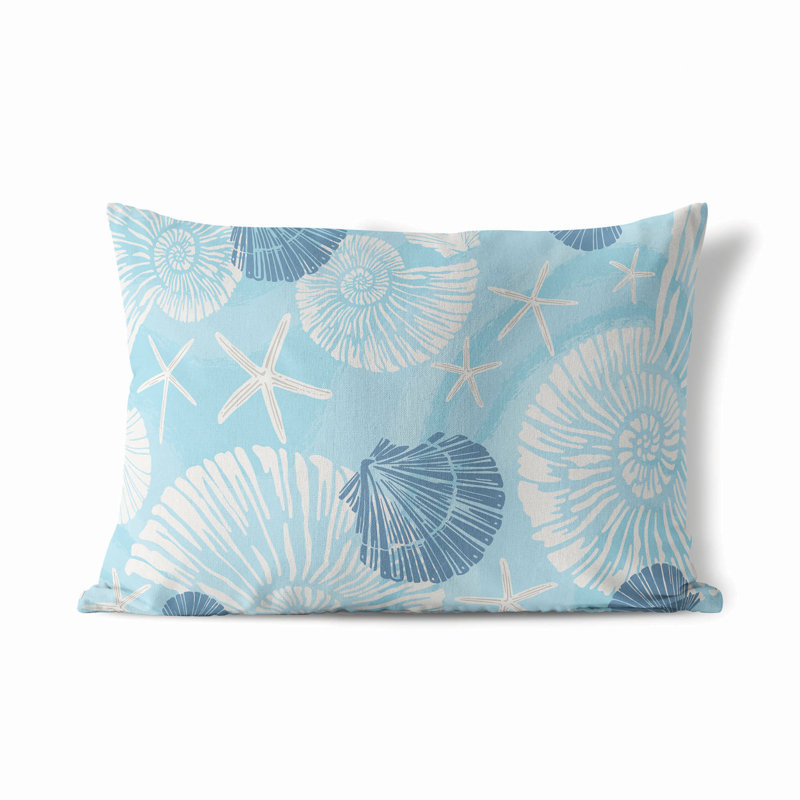 Starfish Nautical Outdoor Lumbar Pillow, Blue