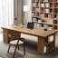 Bureau double caisson rectangulaire en bois massif avec 3 tiroirs-62282738