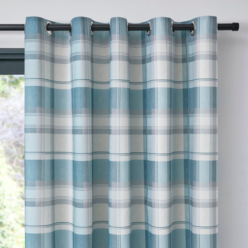 Balmoral Check 100% Cotton Semi Sheer Curtain Pair, Width 229 x Drop 183 cm