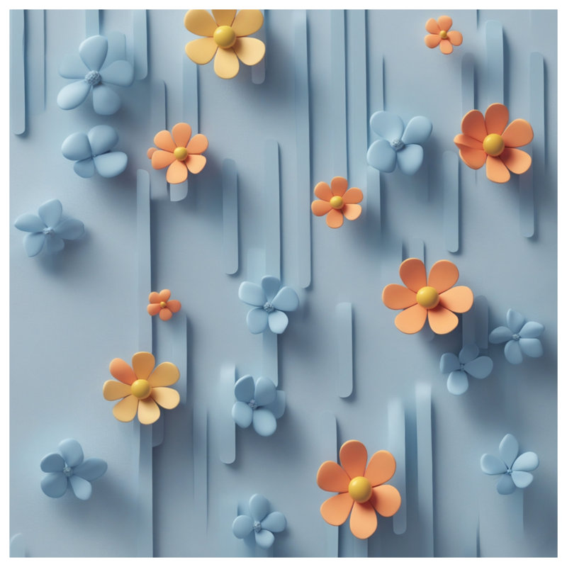 Toile tendue à motif de fleurs bleues en plusieurs tailles, 16 x 16 pouces