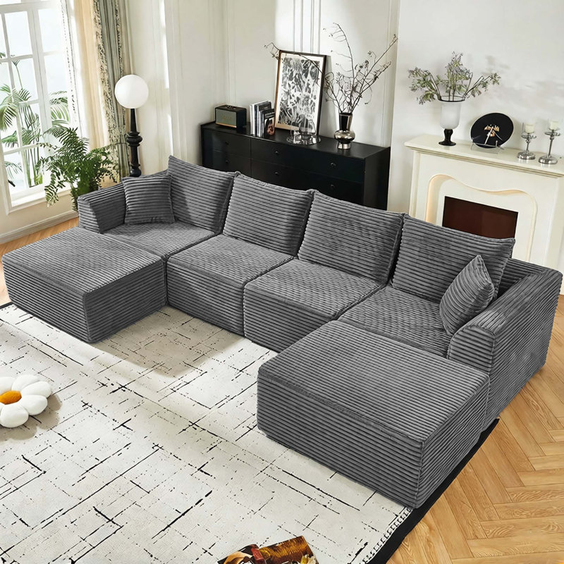 Canapé modulaire modulaire avec confort en mousse à mémoire de forme profonde et aucun assemblage requis, Gris