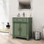 Meuble-lavabo de salle de bain de style médiéval, profondeur de 70,6 cm (27,8 po), lavabo intégré, tiroir et placards à abattant, étagères réglables en hauteur pour un rangement maximal. Évacuation optimale.