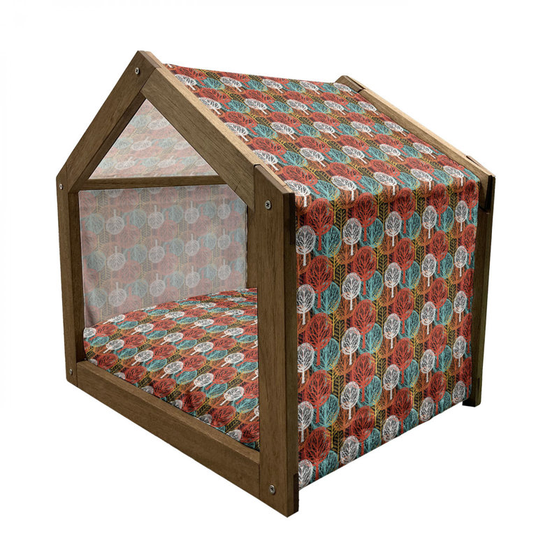 Niche pour chien en bois orange, H 25,59 po x l 29,53 po x P 21,65 po